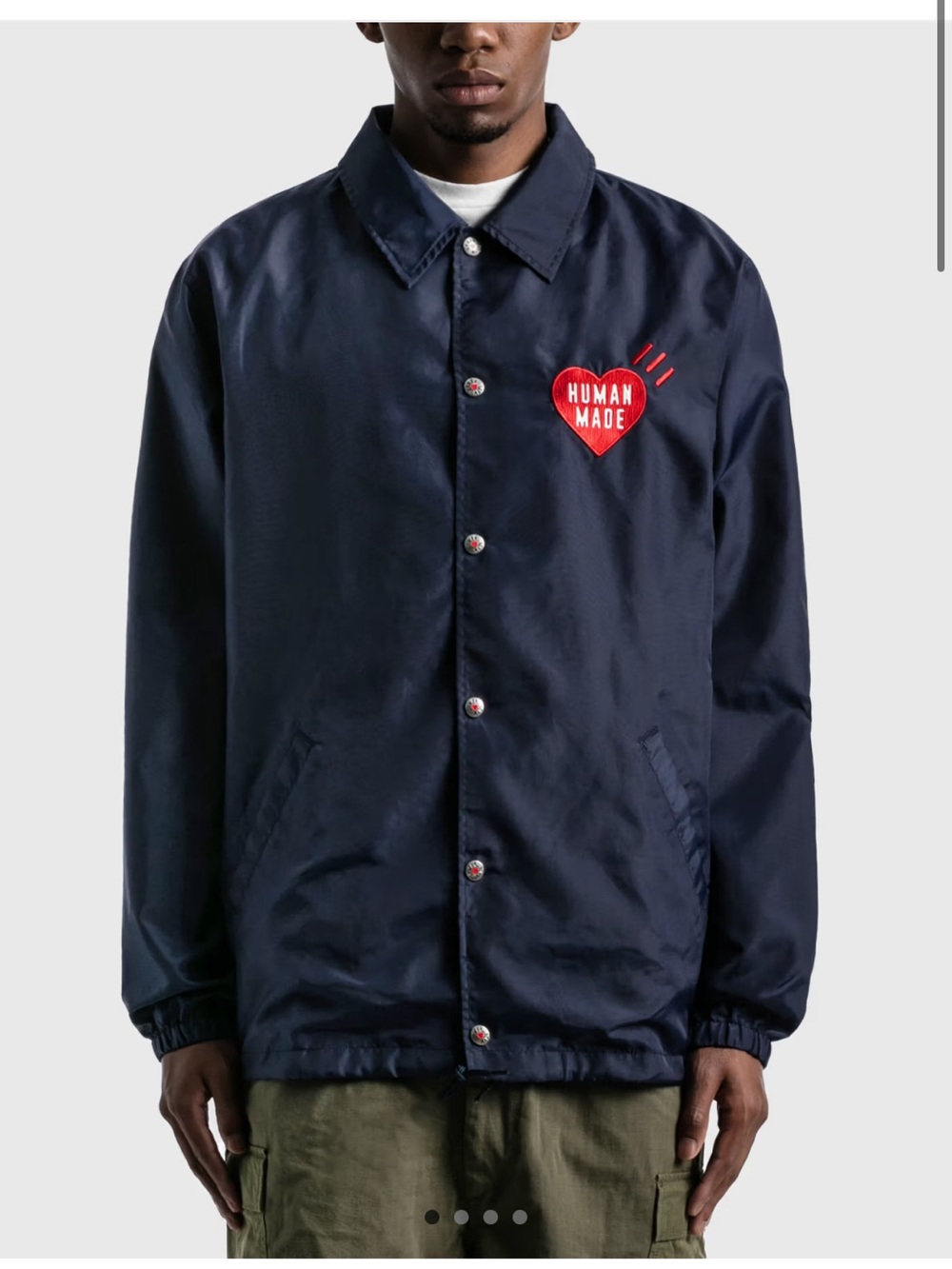Human Made Navy Windbreaker with Red Heart Logo